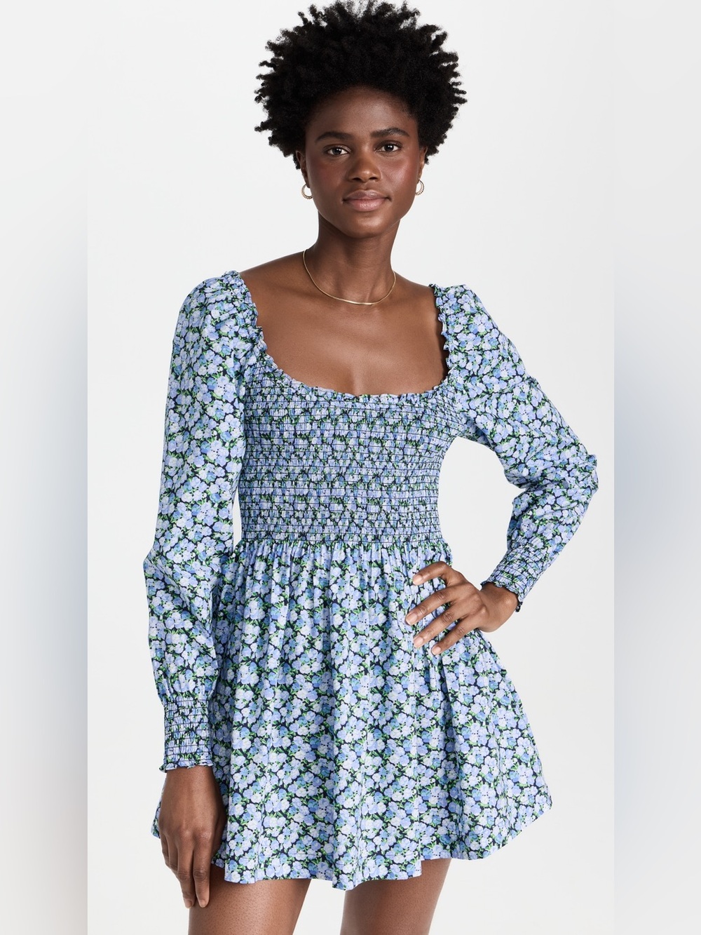 Hill House Norah Smocked Nap Mini Dress - size xsmall - NWT